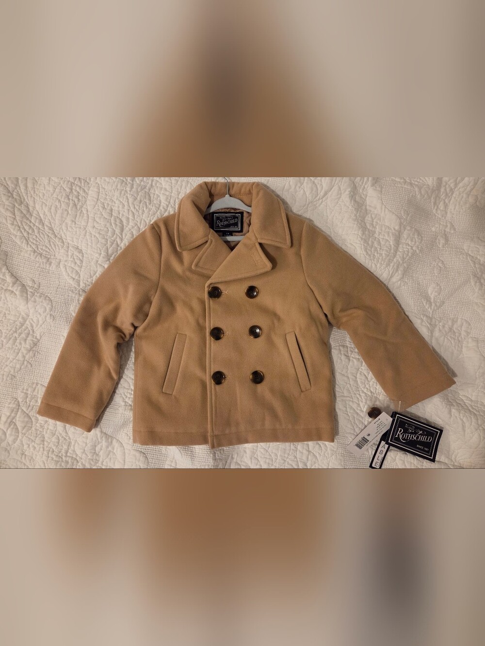 Rothschild Double-Breasted Peacoat in Camel With Quilted Lining